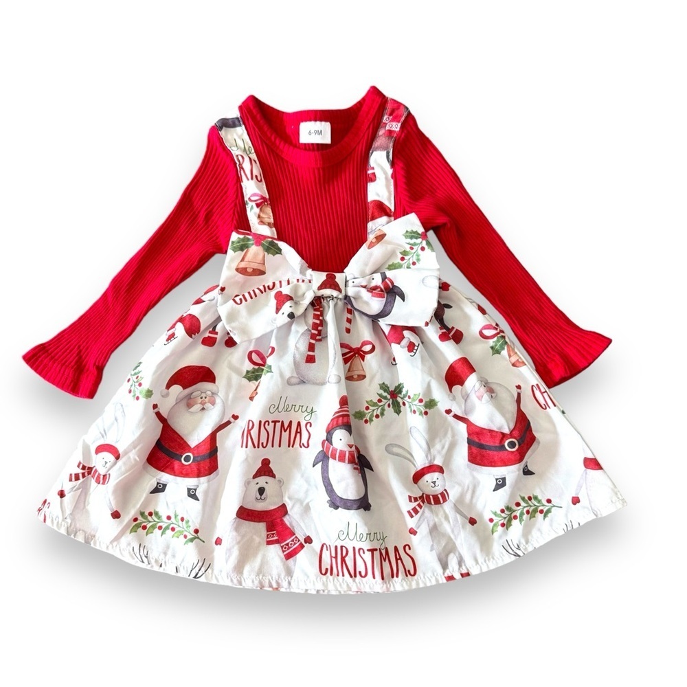 Baby Girl 6-9M 3D Bow Decoration on Christmas Dress